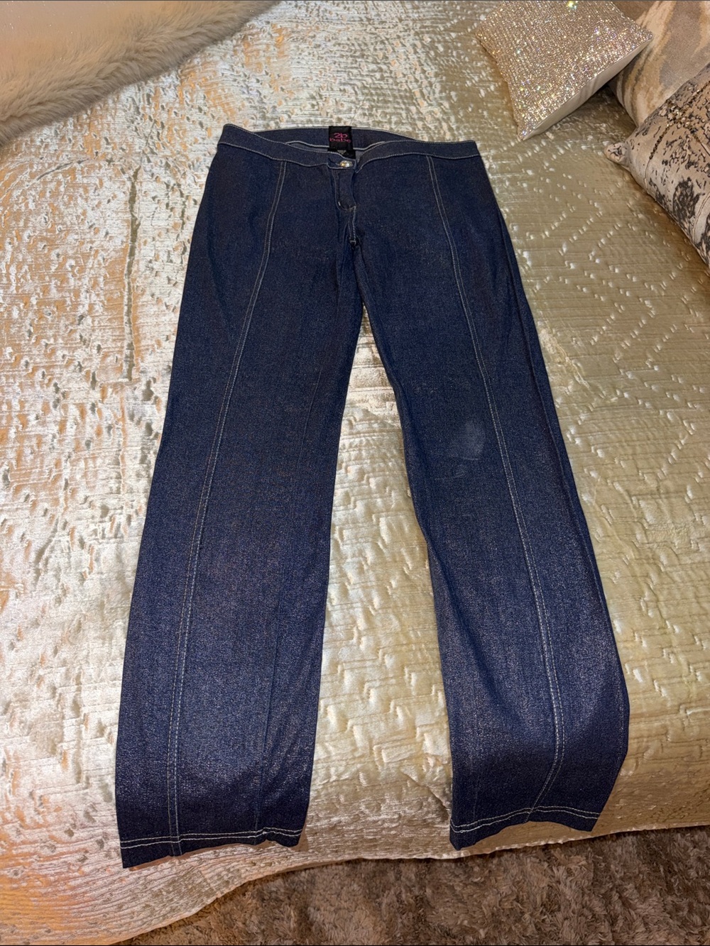 Dark Blue with shimmer Women's Straight Leg stretch Jeans